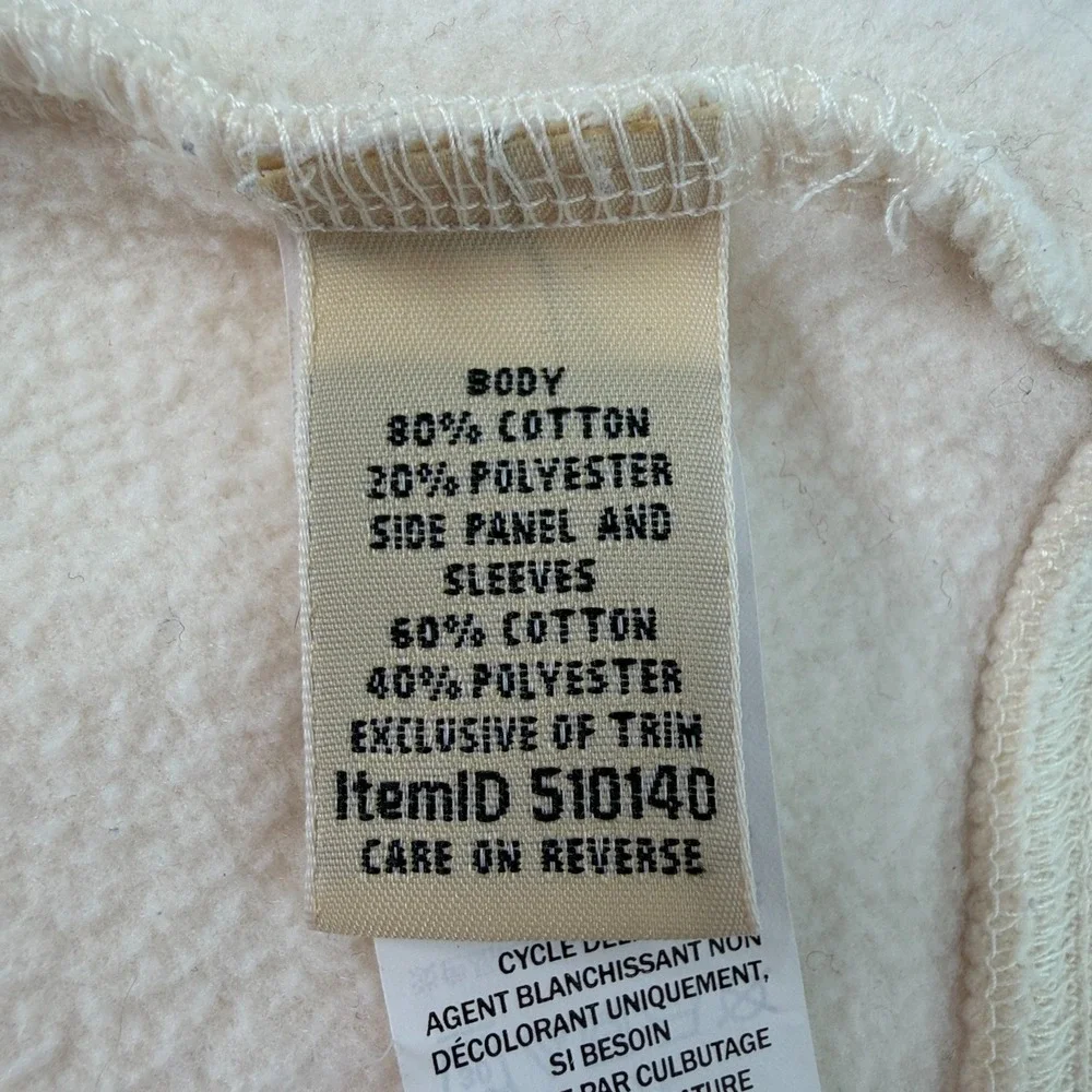 LL Bean Womens Quilted Full Zip Sweatshirt Sz M Petite Cream Outdoors Camp Trail - Picture 11 of 12